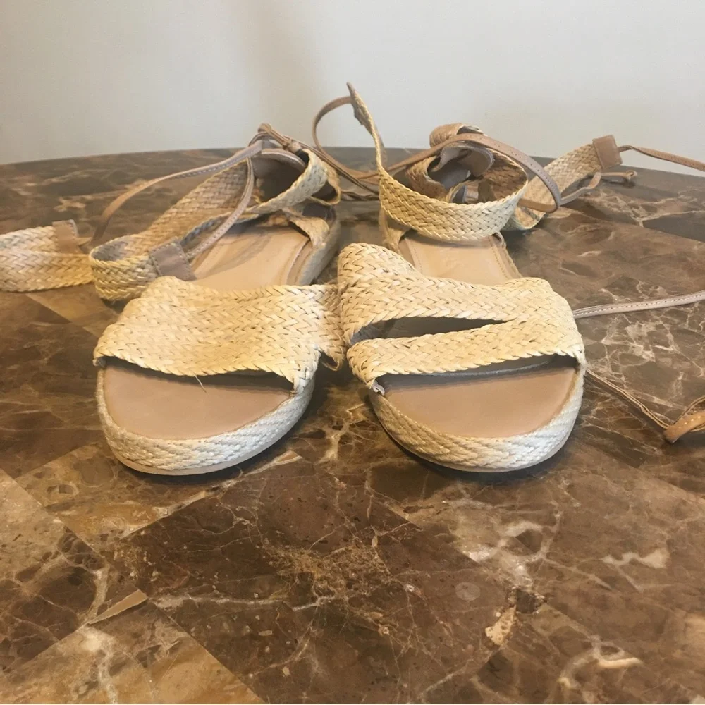 Kaanas Neith Lace Up Raffia Espadrilles in Natural